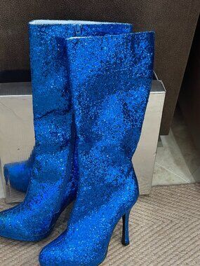 Ellie Shoes -421 Zara blue glitter boots